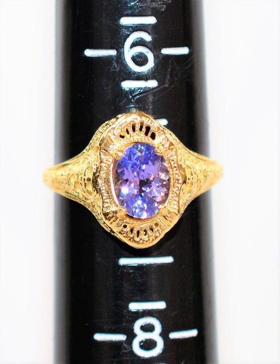 Natural Tanzanite Ring 10K Solid Gold 1.26ct Soli… - image 7