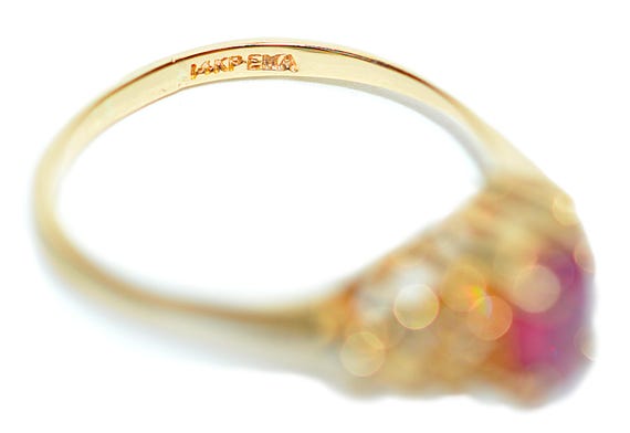 Vintage 14K Gold Ruby Diamond Ring: July Birthsto… - image 5