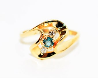 Natural Grandidierite & Diamond Ring 14K Solid Gold .18tcw RARE Gemstone Women's Ring Estate Jewelry Jewellery Vintage