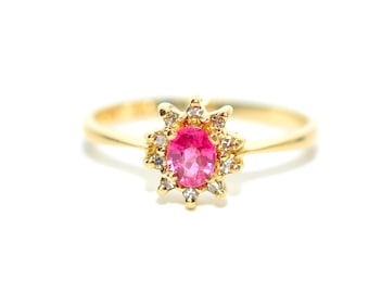 Natural Ruby & Diamond Ring 14K Solid Gold .45tcw Gemstone Ring Birthstone Ring Red Ring Vintage Ring Estate Jewelry Fine Jewellery