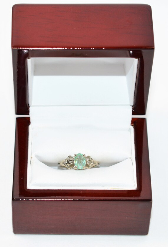 Natural Paraiba Tourmaline Ring 10K Solid White G… - image 10