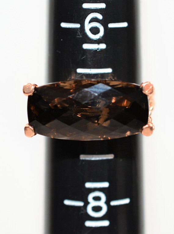 Natural Smoky Quartz Ring 10K Solid Rose Gold 8.5… - image 8