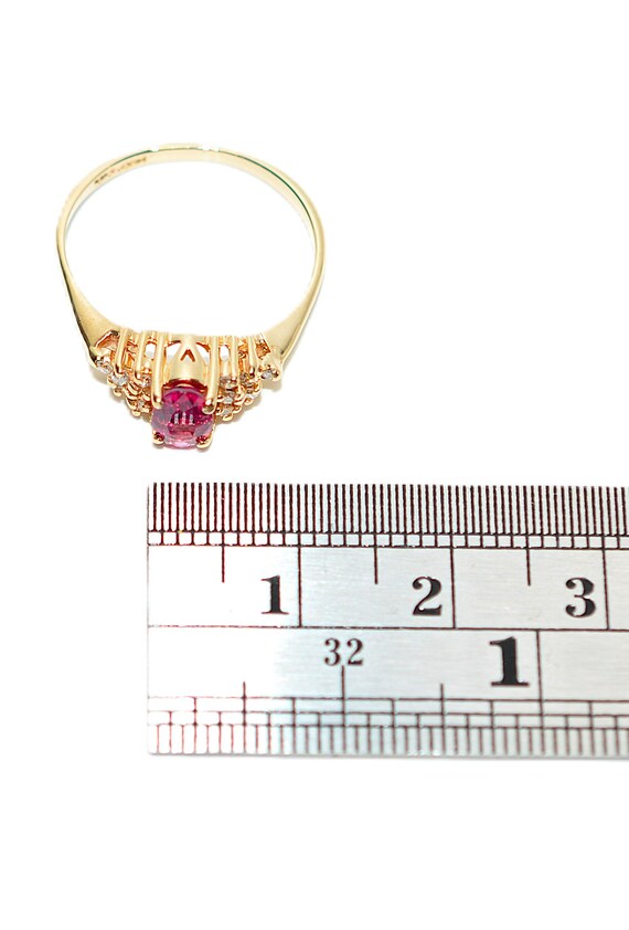Vintage 14K Gold Ruby Diamond Ring: July Birthsto… - image 8