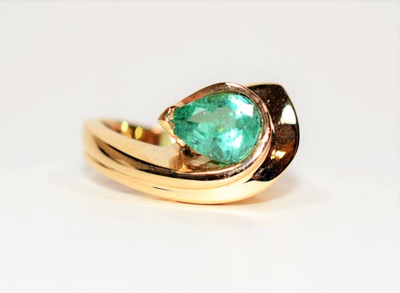 Natural Colombian Emerald Ring 14K Solid Gold 2.2… - image 1