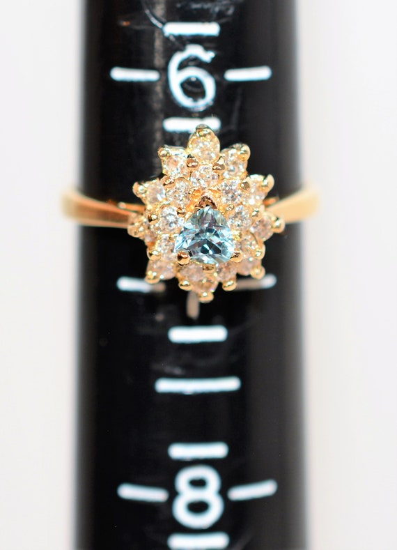 Natural Paraiba Tourmaline & Diamond Ring 14K Sol… - image 7