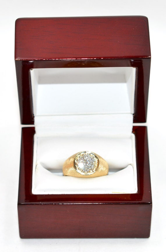 Natural Diamond Ring 14K Solid Gold .28tcw Men's … - image 10