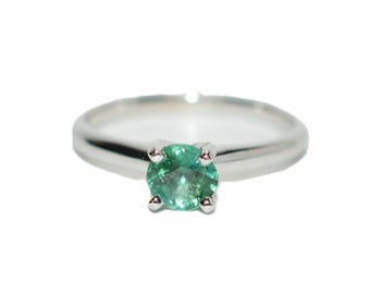 Shane Co. Natural Paraiba Tourmaline Ring 14K Solid White Gold .60ct Engagement Ring Gemstone Ring Solitaire Ring Birthstone Ring Stackable