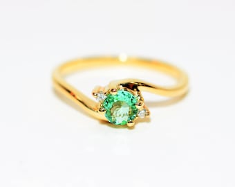 Natural Paraiba Tourmaline & Diamond Ring 14K Solid Gold .39tcw Gemstone Women's Ring Multi-Stone Statement Estate Jewelry Fine Jewellery