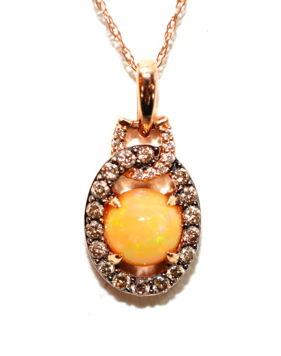 LeVian Natural Opal & Diamond Necklace 14K Rose G… - image 2