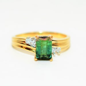 Natural Watermelon Tourmaline & Diamond Ring 14K Solid Gold 1.07tcw Tourmaline Ring Gemstone Ring Women&#39;s Ring Ladies Ring Birthstone Ring