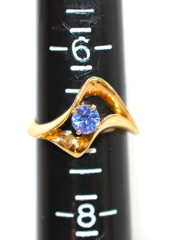 Natural Tanzanite Ring 14K Solid Gold .56ct Solit… - image 7