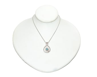 Natural Fancy Blue Diamond Necklace 14K White Gold .36tcw Pendant April Birthstone Fine Jewelry Statement Necklace Diamond Pendant Estate