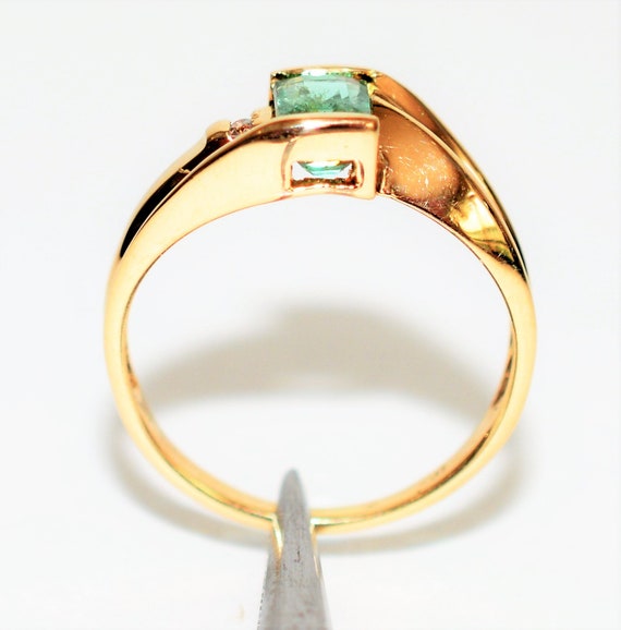 Natural Paraiba Tourmaline & Diamond Ring 10K Sol… - image 3