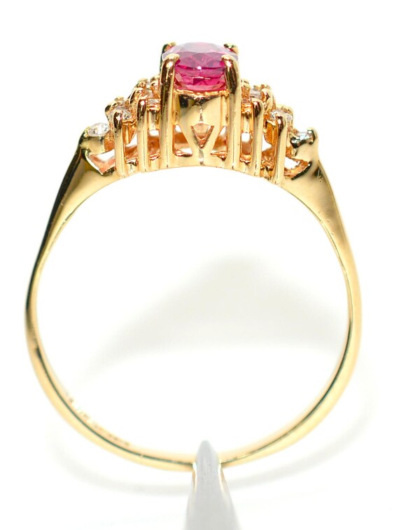 Vintage 14K Gold Ruby Diamond Ring: July Birthsto… - image 3