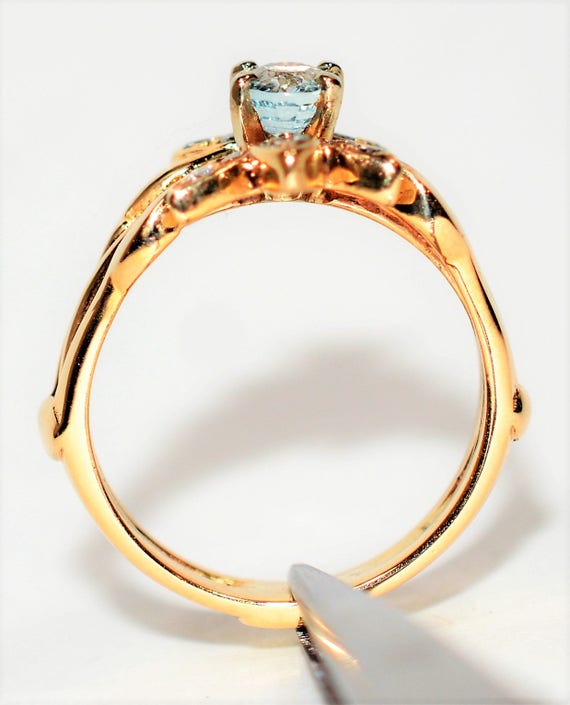 Natural Paraiba Tourmaline & Diamond Ring 14K Sol… - image 3