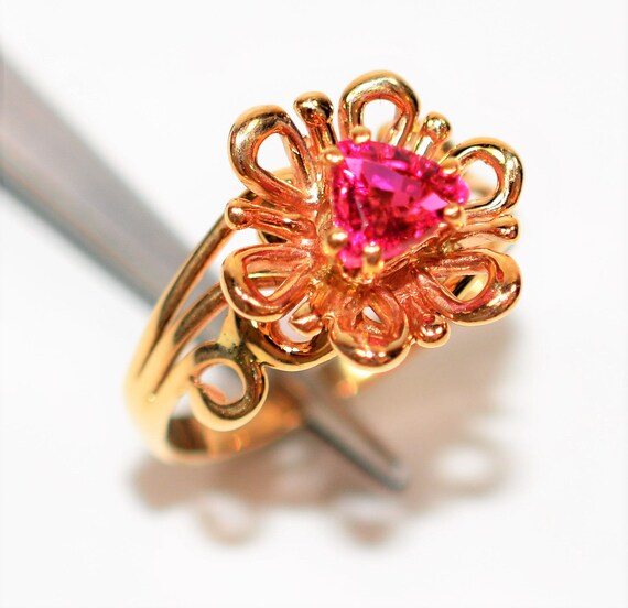 Natural Rubellite Ring 14K Solid Gold .67ct Pink … - image 4