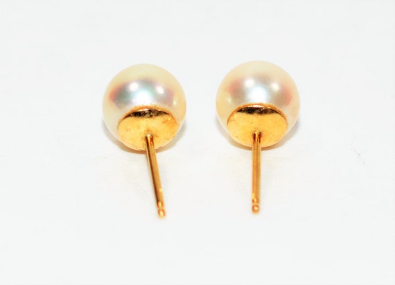Natural Akoya Pearl Earrings 14K Solid Gold Earri… - image 3