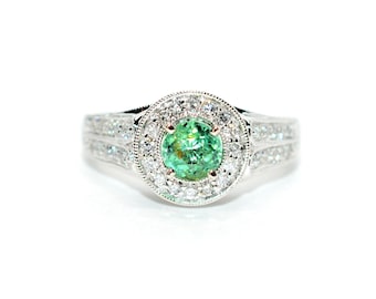 Paraiba Tourmaline Diamond Ring: 14K White Gold Bridal Jewelry