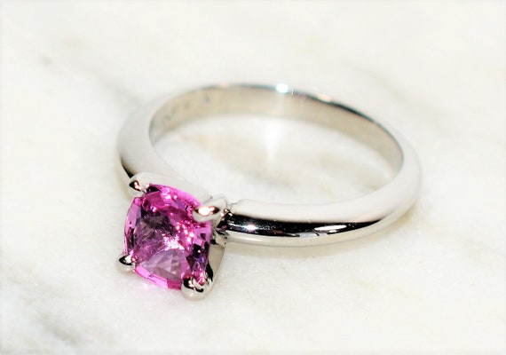 Natural Padparadscha Sapphire Ring Solid Platinum… - image 7