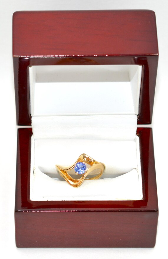 Natural Tanzanite Ring 14K Solid Gold .56ct Solit… - image 10