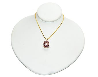 Natural Pink Tourmaline Necklace 14K Solid Gold 4.20ct Gemstone Necklace Estate