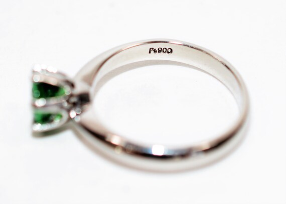 Natural Tsavorite Garnet Ring Solid Platinum .98c… - image 5