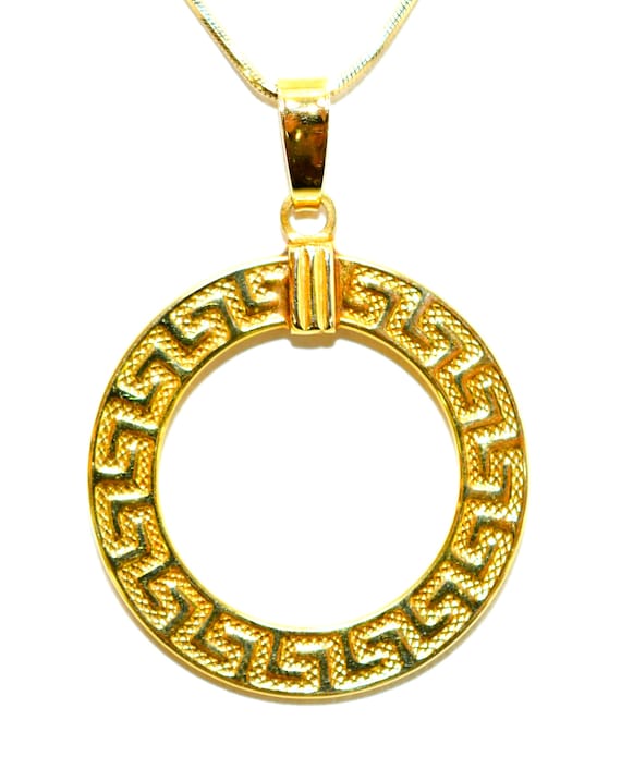 14K Solid Gold Pendant Necklace Circle Pendant No Sto… Gem
