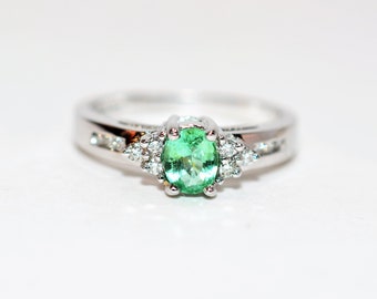 Natural Paraiba Tourmaline & Diamond Ring 14K White Gold .68tcw Gemstone Statement Women's Fine Jewelry Estate Jewellery Engagement Ring