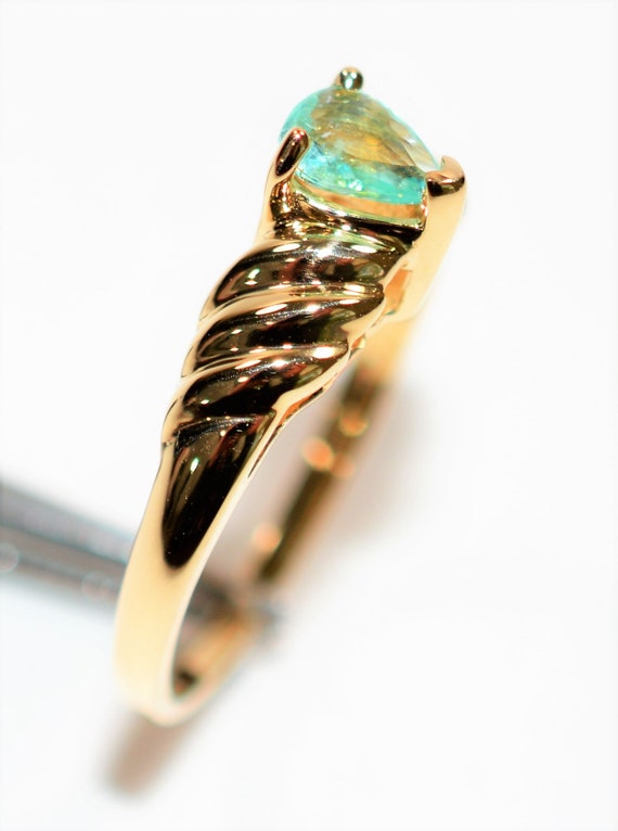 Natural Paraiba Tourmaline Ring 14K Solid Gold .2… - image 4