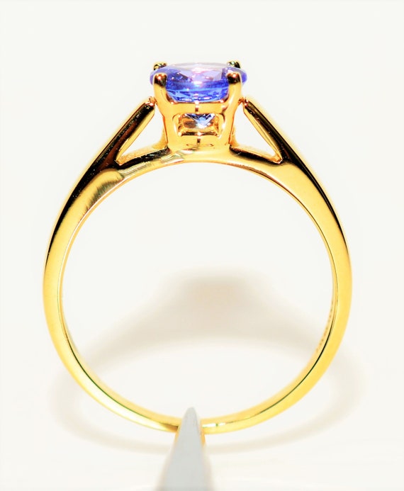 Natural Tanzanite Ring 14K Solid Gold .91ct Solit… - image 3