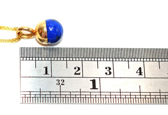Natural Lapis Lazuli Necklace 14K Solid Gold Pend… - image 9