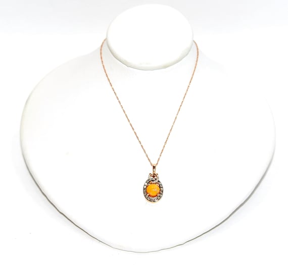 LeVian Natural Opal & Diamond Necklace 14K Rose G… - image 1