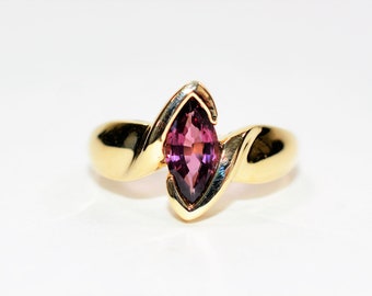 Natural Spinel Ring 10K Solid Gold 1.30ct Purple Ring Vintage Ring Marquise Ring June Birthstone Ring Solitaire Ring Womens Estate Jewellery