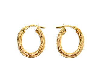 14K Solid Gold Hoop Earrings Gold Earrings Gold Hoops Vintage Earrings Estate Earrings Estate Jewelry Vintage Jewellery Textured Gold