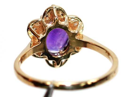 14K Gold Amethyst Diamond Ring: February Birthsto… - image 6