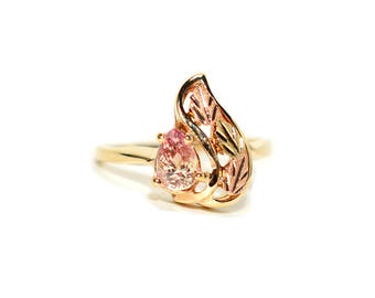 Natural Pink Golden Zoiste Ring Bicolor Zoisite Black Hills Gold Ring 10K Solid Gold .64ct Tri Color Gold Tri Tone Gold Jewelry Estate
