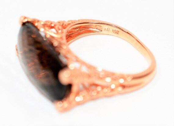 Natural Smoky Quartz Ring 10K Solid Rose Gold 8.5… - image 5