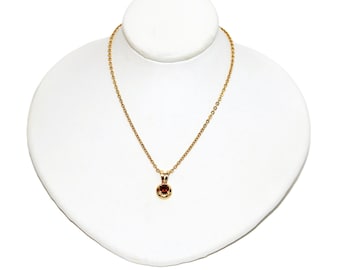 Spessartine Garnet Pendant Necklace: 14K Gold & Diamond Accent