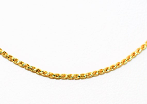 14K Solid Gold Braided Wheat Chain Necklace 18" 1… - image 2