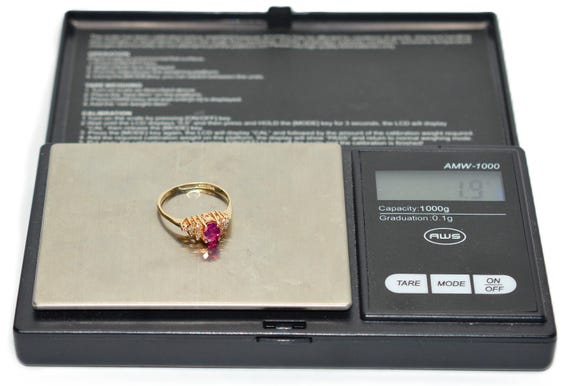 Vintage 14K Gold Ruby Diamond Ring: July Birthsto… - image 9