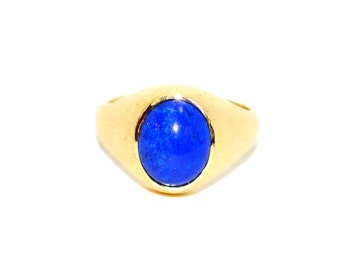 Natural Lapis Lazuli Ring 14K Solid Gold Ring Lapis Ring Statement Ring Men's Ring Estate Ring Vintage Ring Estate Jewelry Men's Jewellery