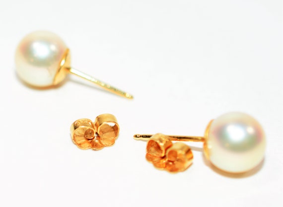 Natural Akoya Pearl Earrings 14K Solid Gold Earri… - image 4