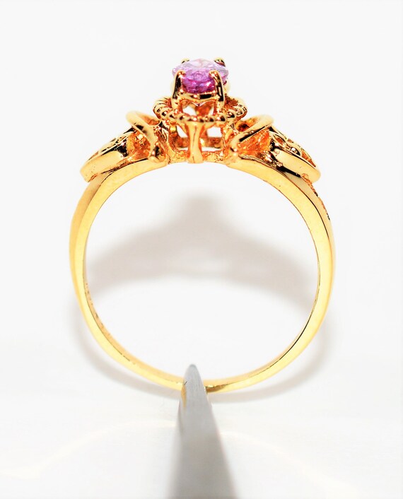 Natural Padparadscha Sapphire Ring 10K Solid Gold… - image 3