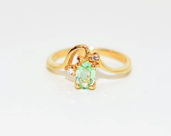 Natural Paraiba Tourmaline & Diamond Ring 14K Solid Gold .38tcw Gemstone Birthstone Ring Jewellery Estate Jewelry Women's Ring Fine Jewelry