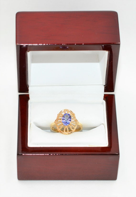 Natural Tanzanite Ring 14K Solid Gold .85ct Solit… - image 10