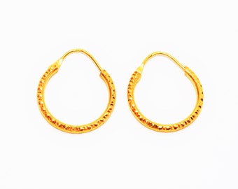 22K Solid Gold 20mm Hoop Earrings Gold Earrings Statement Earrings Fashion Earrings Vintage Earrings Estate Jewelry Fine Estate Earrings