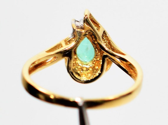Natural Colombian Emerald & Diamond Ring 14K Soli… - image 6