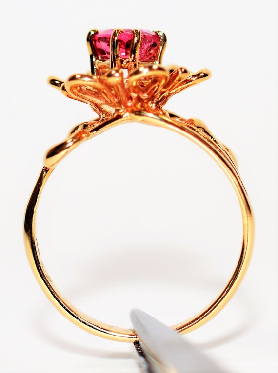 Natural Rubellite Ring 14K Solid Gold .67ct Pink … - image 3