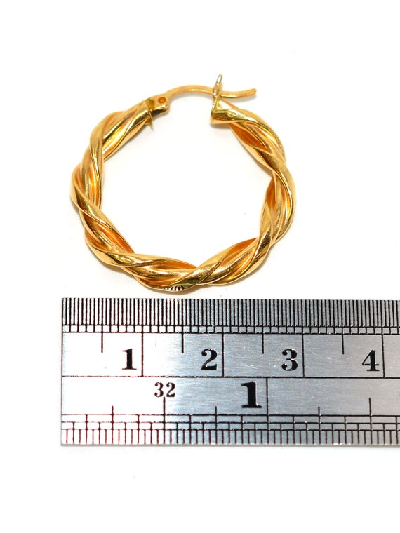 14K Solid Gold Chunky Hoop Earrings: Vintage Estate Jewelry View 5