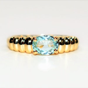 Natural Paraiba Tourmaline Ring 14K Solid Gold .59ct Solitaire Ring Women&#39;s Ring Stackable Ring Gemstone Ring Ladies Ring Fine Jewellery
